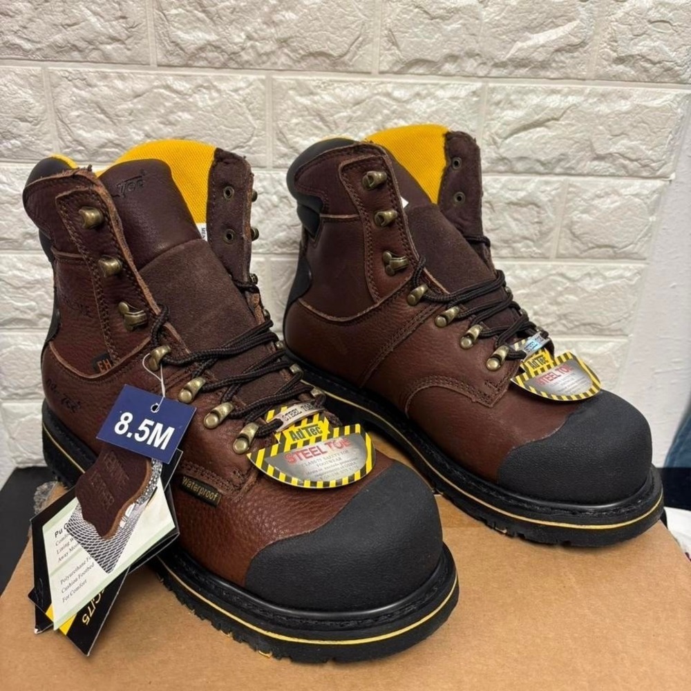 Ad Tec Men's 6in Waterproof Full Grain Tumbled Leather Certified Work Boots